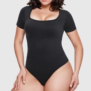 NWT RevengexBody Short Sleeve Square Neck Bodysuit Black Size XXL